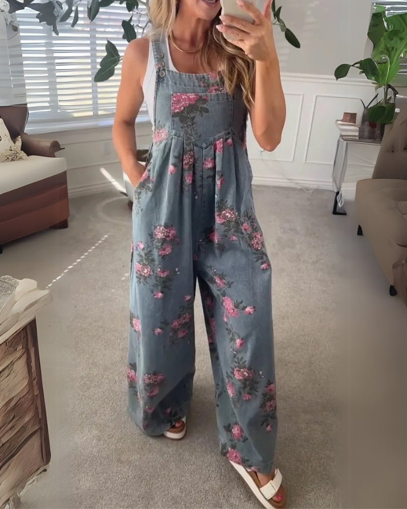 Élodie | Salopette in denim floreale