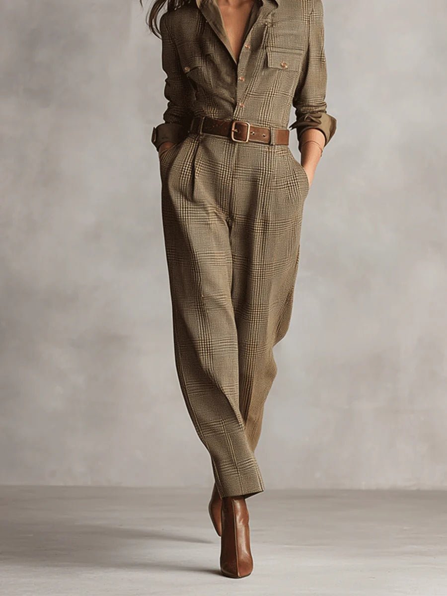 Zoë – Tuta Elegante in Tweed a Quadri